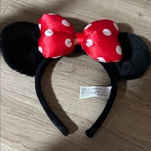 Disney parks Minnie Red Polka Dot Bow Headband with Black Ears